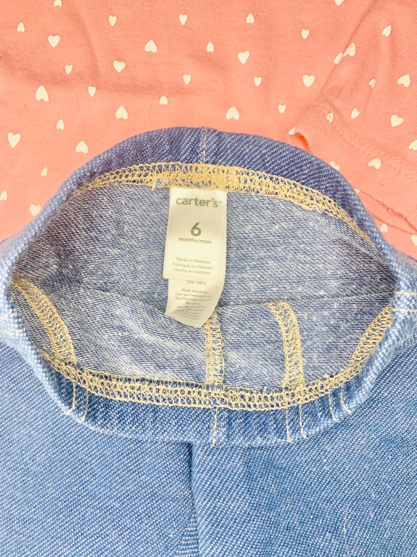 Long Sleeve Pink Onesie and Jegging Outfit Set-6 Months