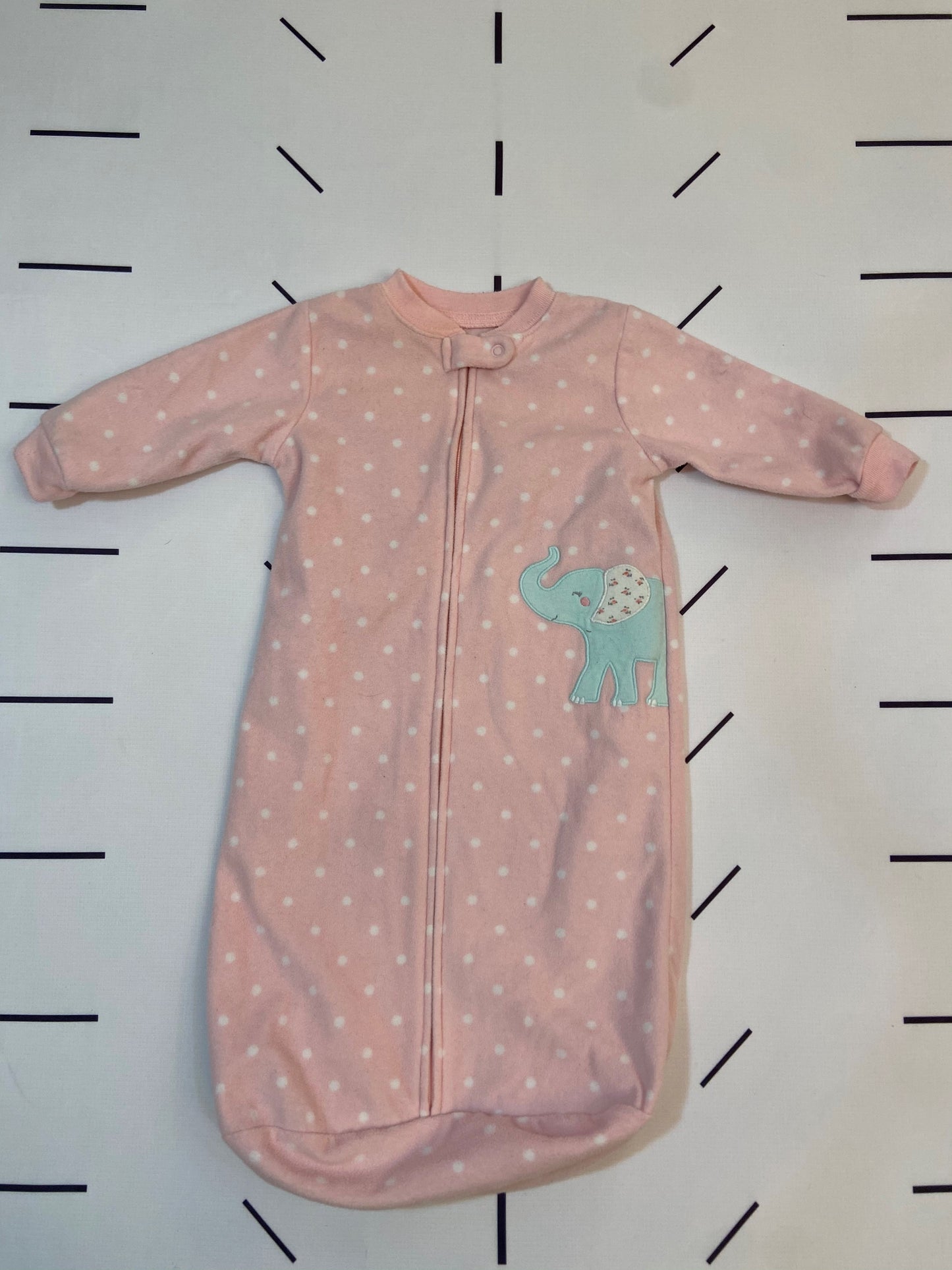 Light Pink Fleece Elephant Sleep Sack - 0/9 Months