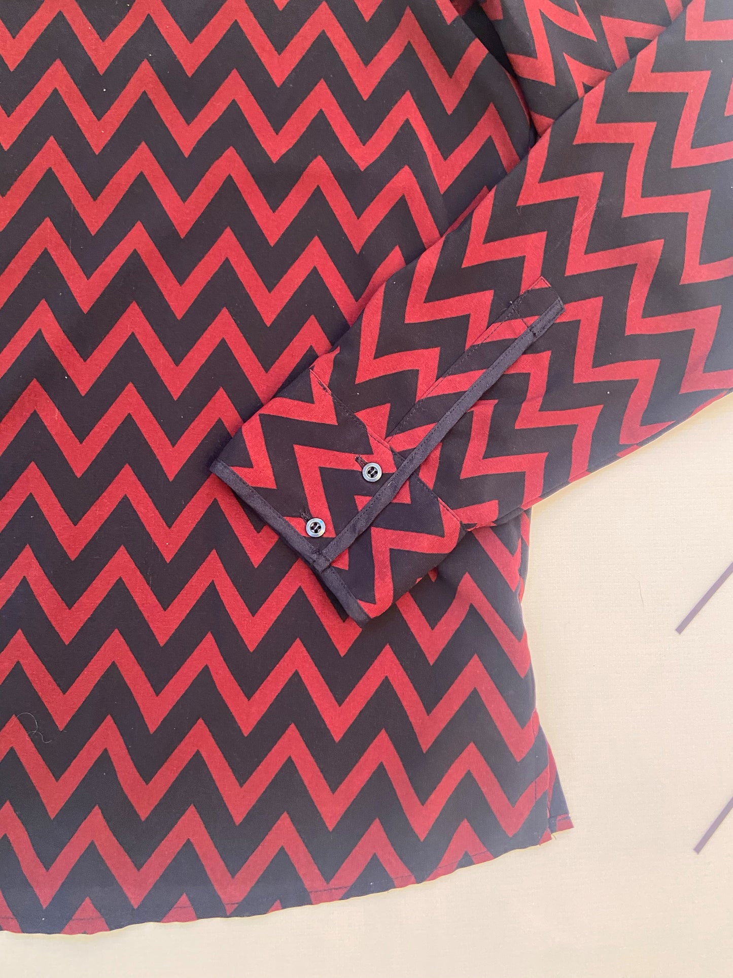 Navy & Brick Red Chevron Blouse - S