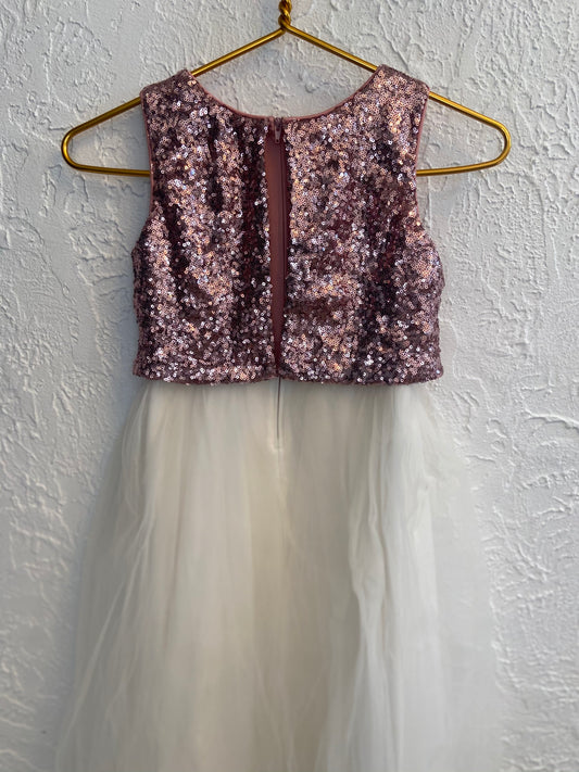 Dusty Rose Sequence and Tulle Dress- Girls L (10)