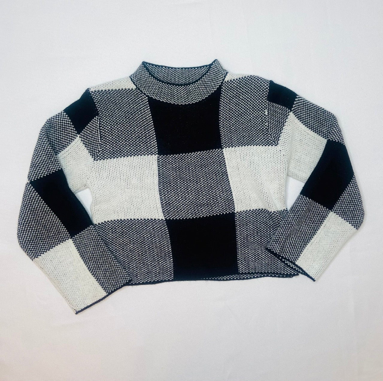 Black and white buffalo check sweater sale