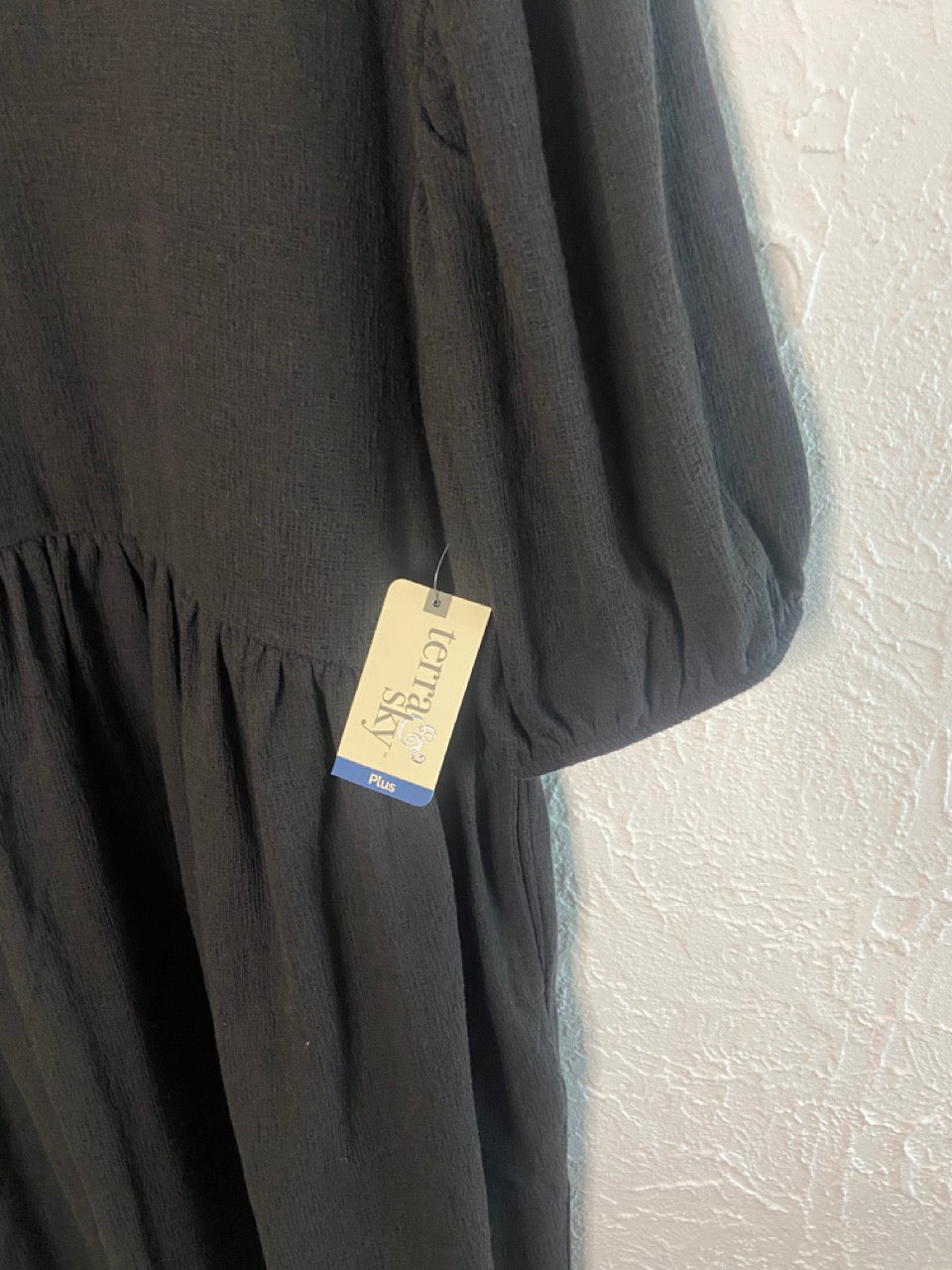 Black 3/4 V-Neck Dress-NWT- 1x (16w-18w)