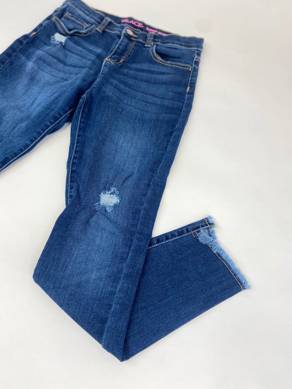 Distressed Dark Wash Super Skinny Jeans- Youth L (14)