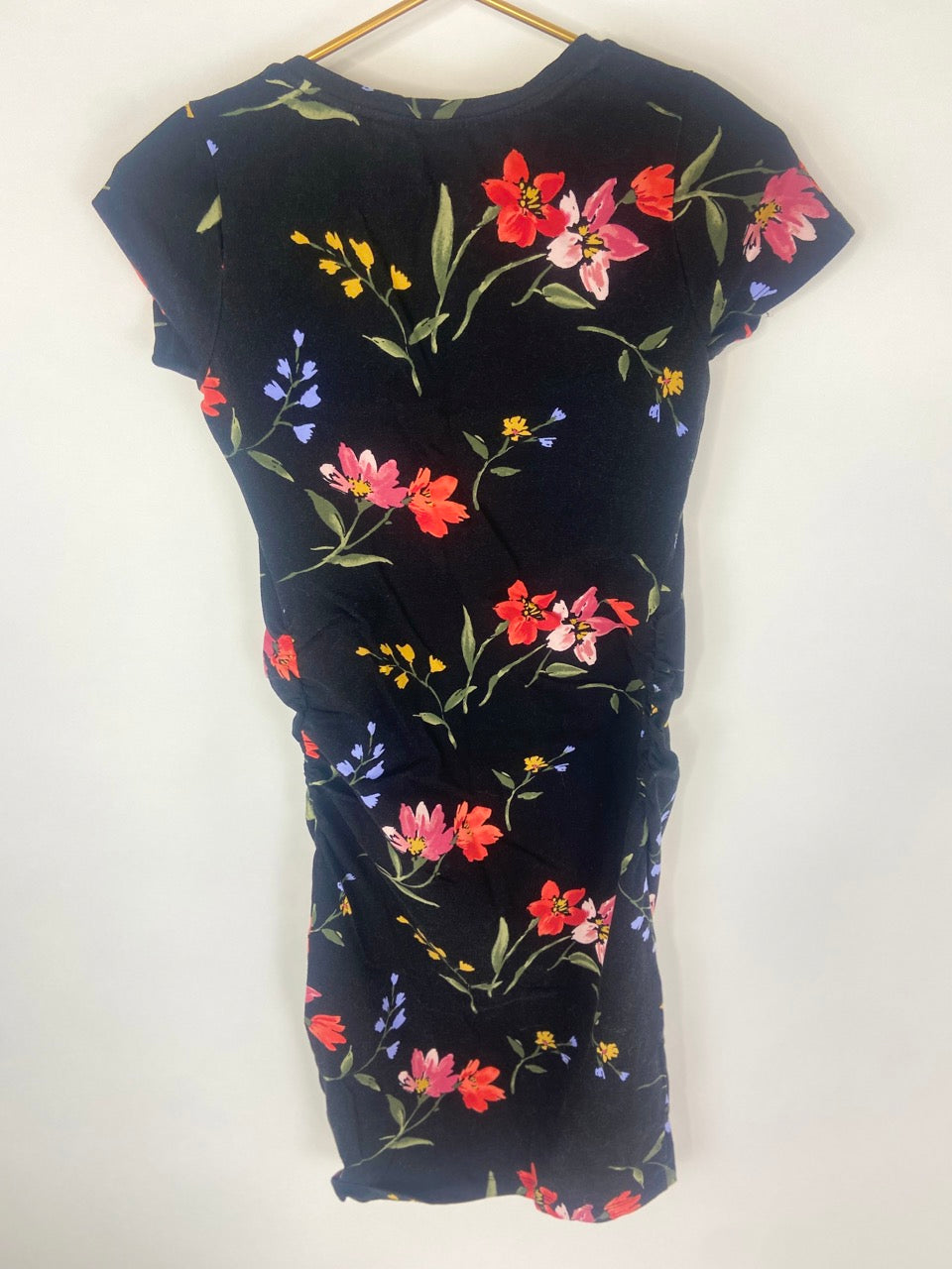 Black Floral Fitted Maternity Dress- XS