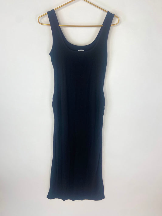 Long Black Maternity Dress with Slit- XS