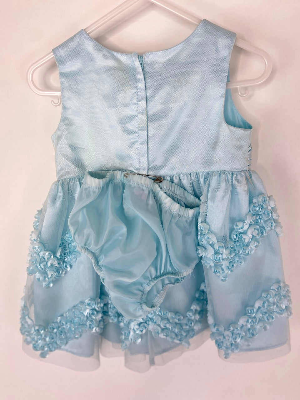 Light Blue Ribbon Rose Dress- 12 Months