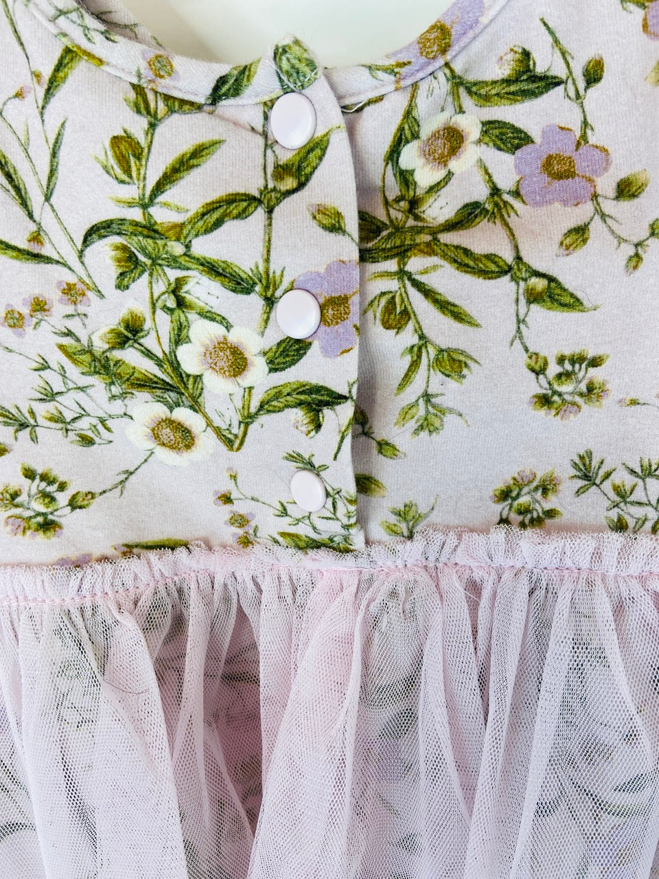 Lavender Floral Onesie with TuTu- 6/9 Months