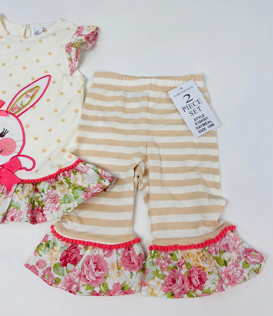 Rare Editions Oatmeal Ruffle Easter Outfit- NWT - 6 Months & 18 Months