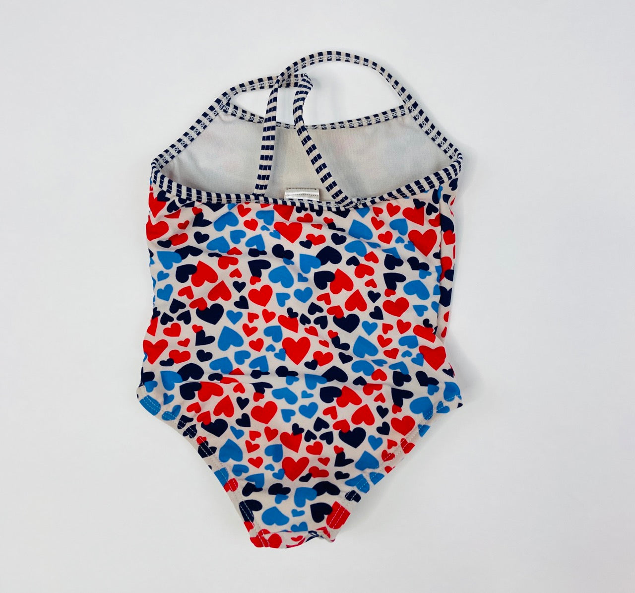 Red, White and Blue Hearts One Piece Swimsuit- 24 Months