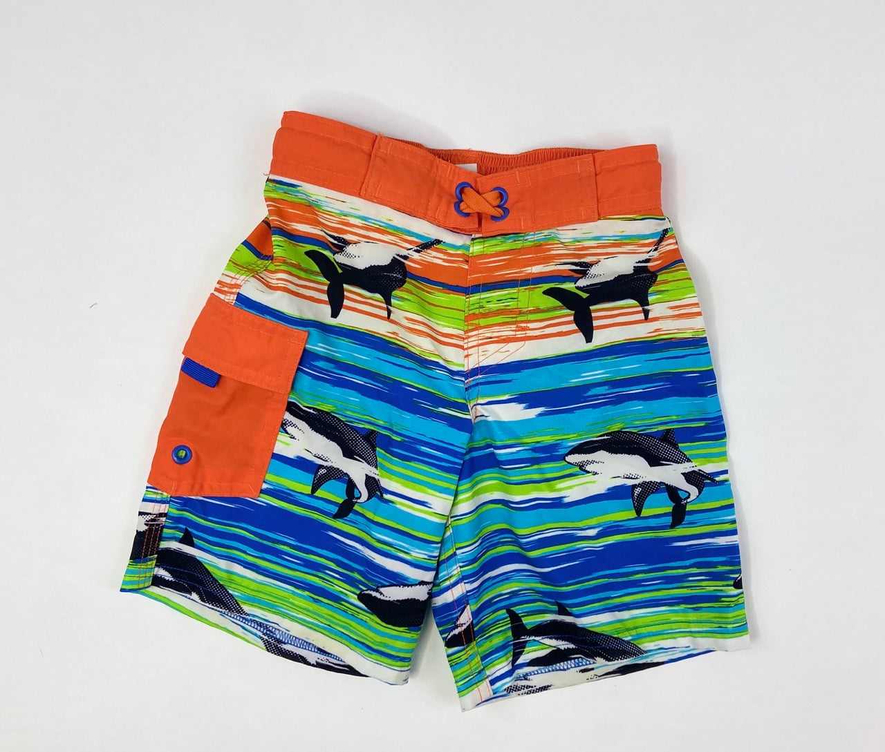 Bright Shark Swim Trunks- Youth XS (4/5)