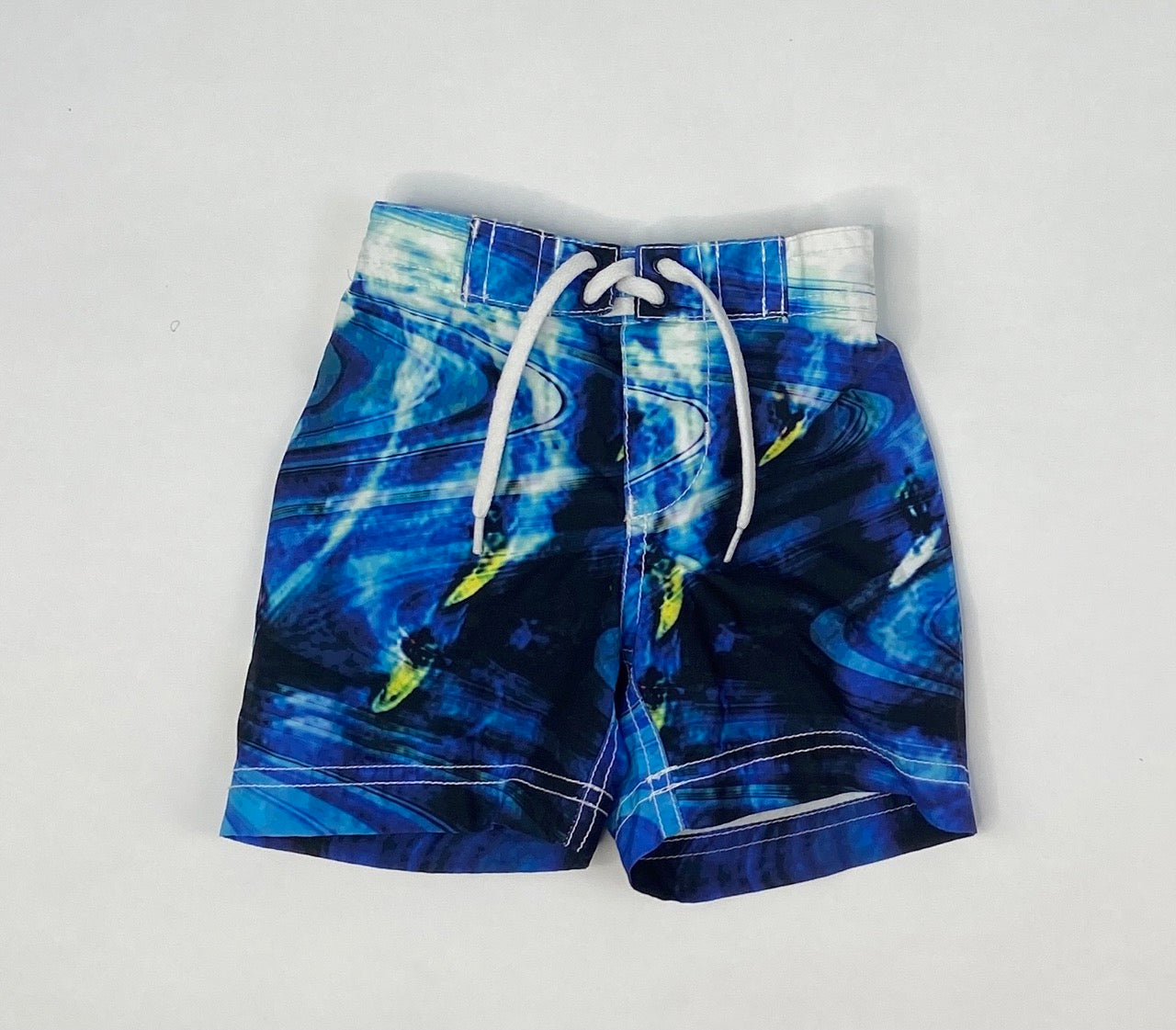 Blue Water Surfer Swim Trunks- 3/6 Month
