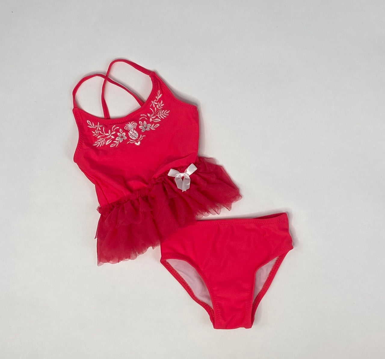 Two Piece Embroidered Pineapple Tutu Swimsuit- 18 Months