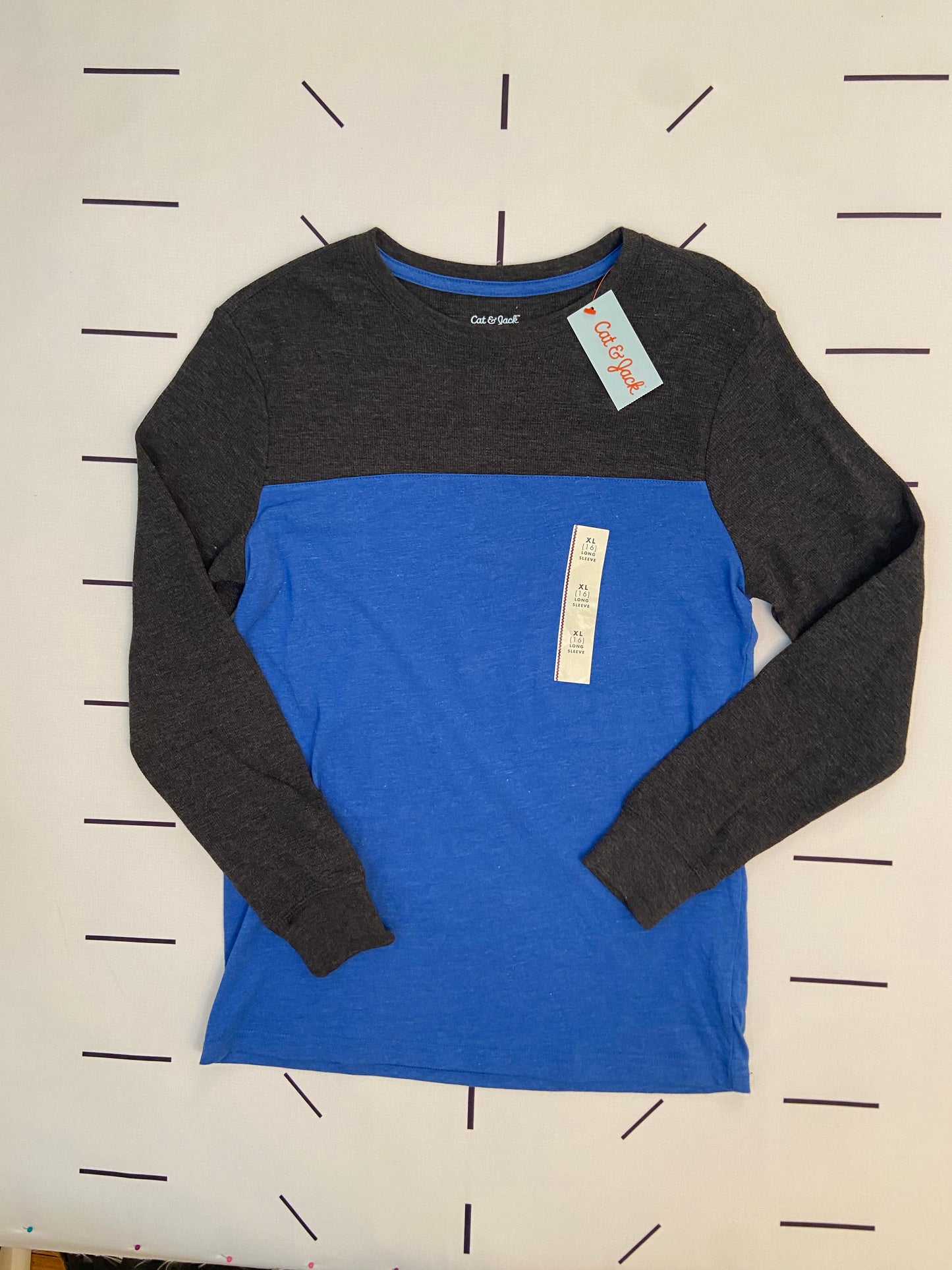 Gray and Blue Blocked Long Sleeve- Youth XL (16)