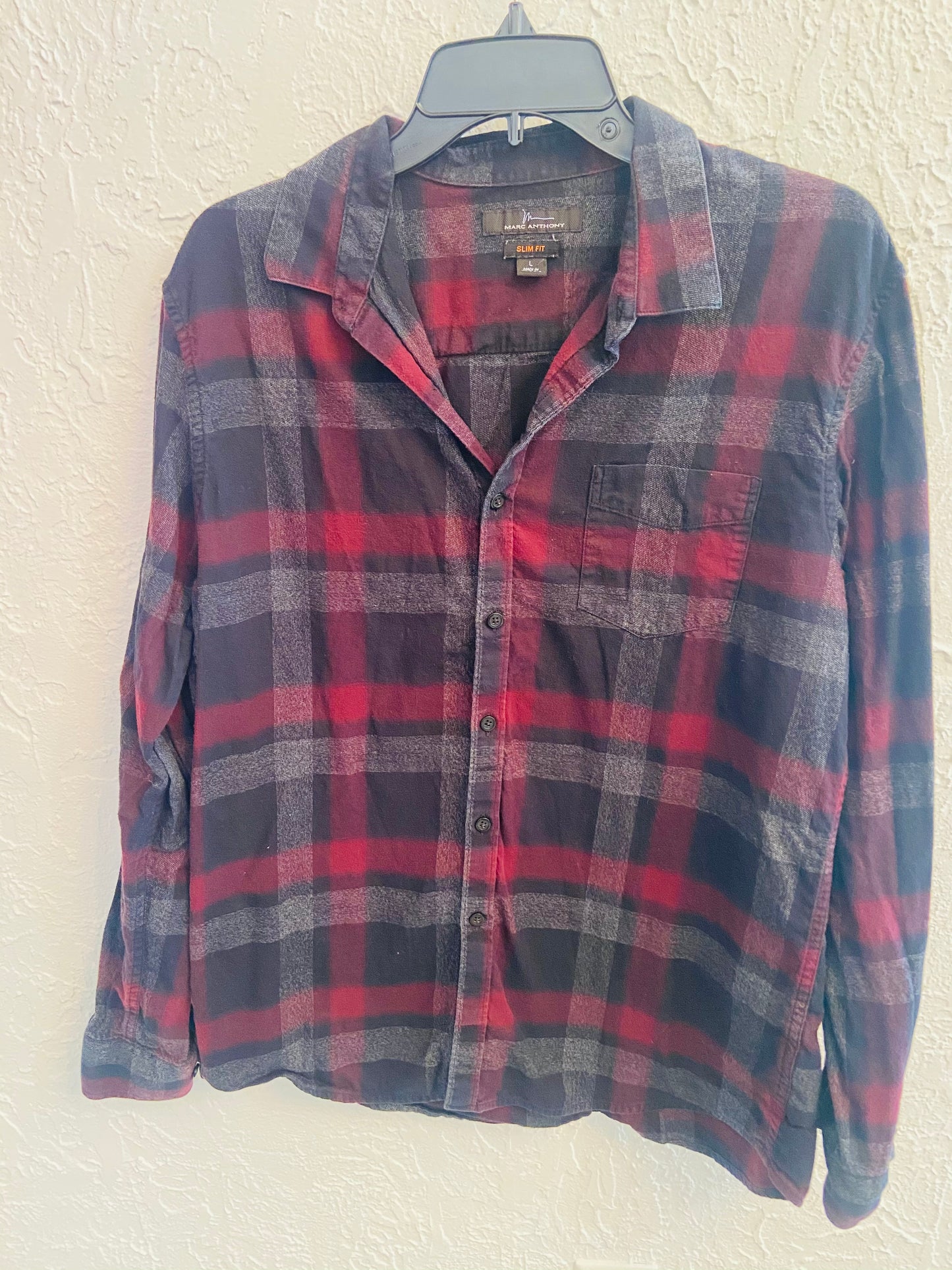 Burgundy Button Up Flannel - Slim Fit L