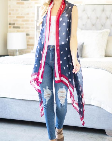 NWT - Stars & Stripes Sheer Duster - One Size