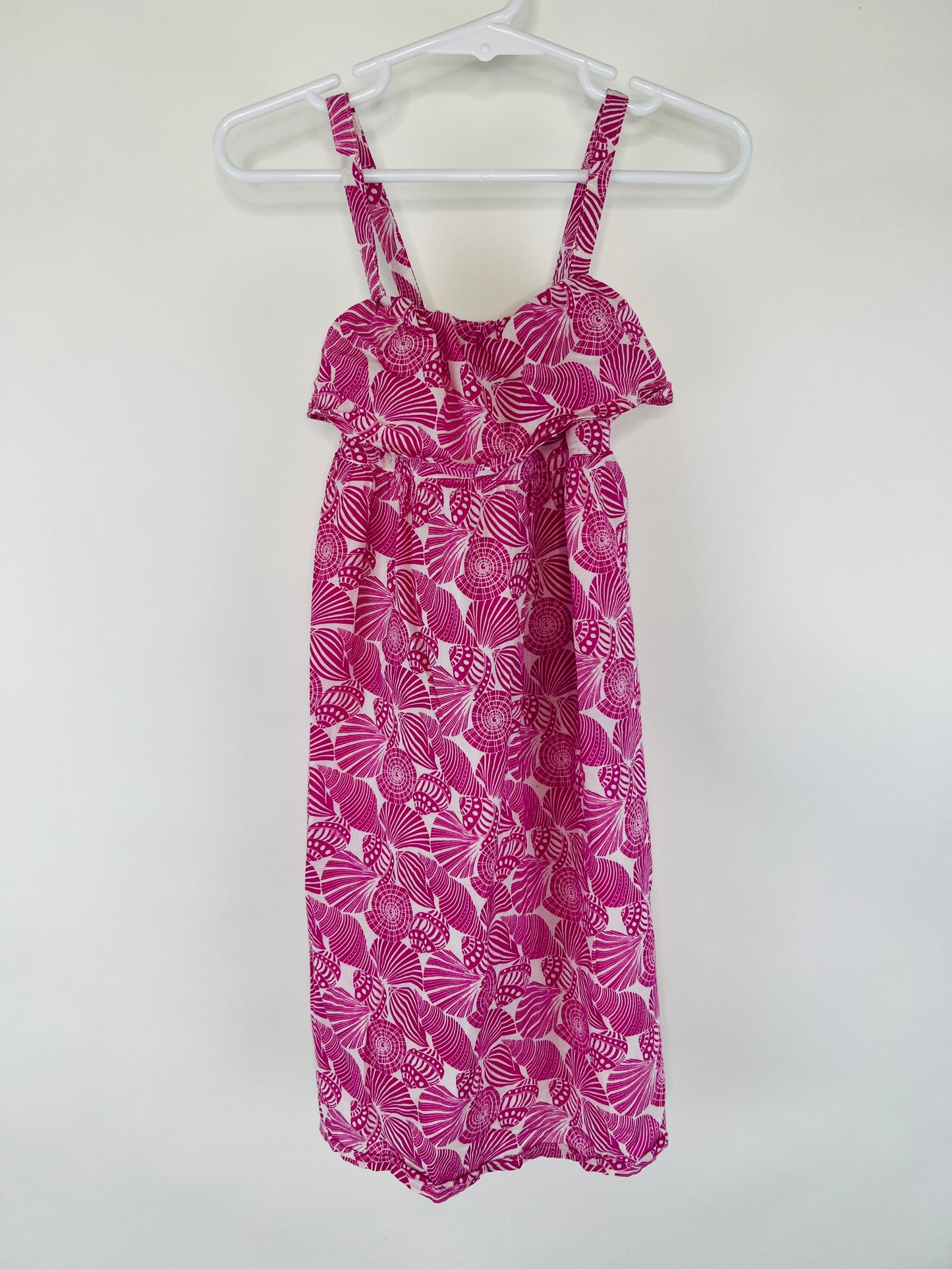 Lands End Ruffle Detail Seashell Print Dress - 4T