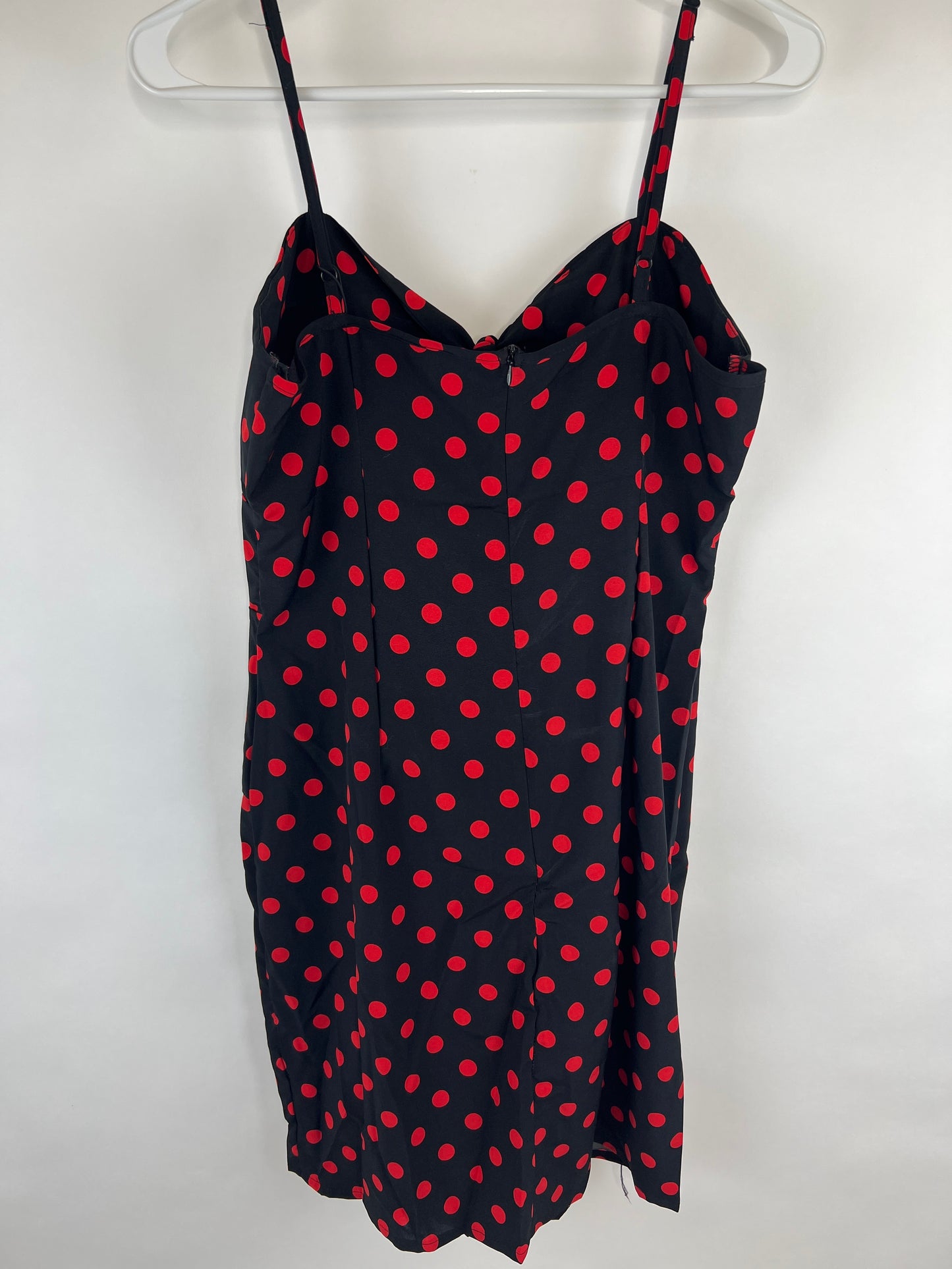 NWT - Tie Front Black with Red Dots Spaghetti Strap Mini Dress - S/M