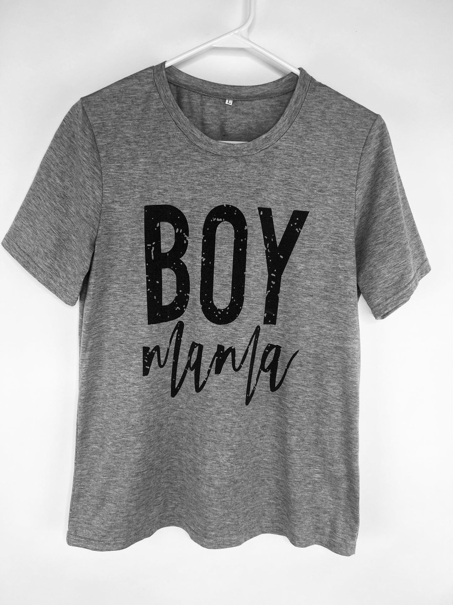 "Boy Mama" Grey Short Sleeve Tee