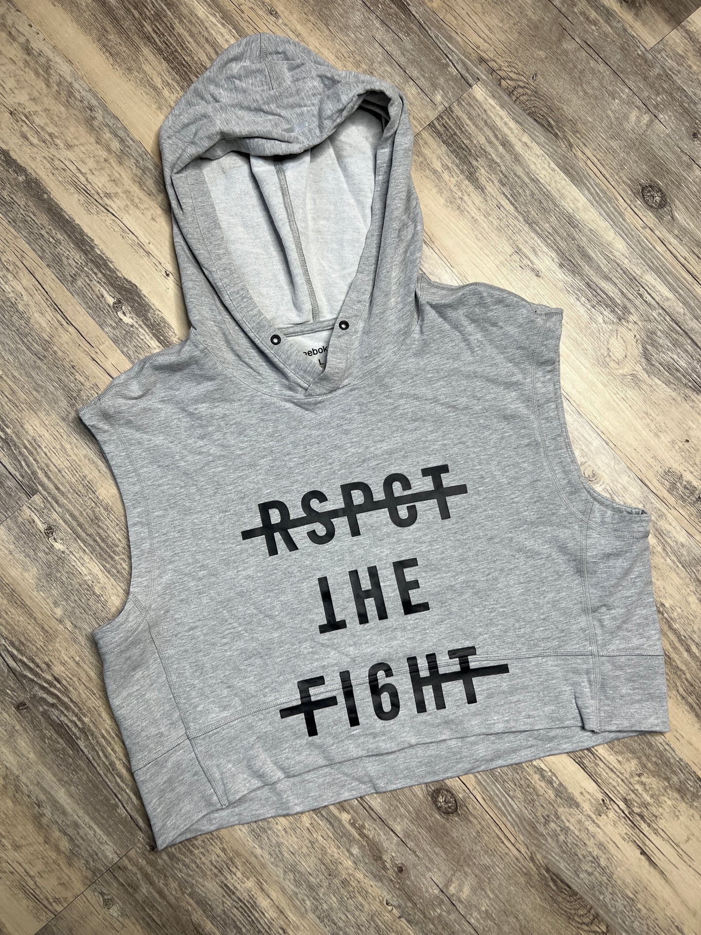 "Rspct the Fight" Graphic Muscle Hoodie - L