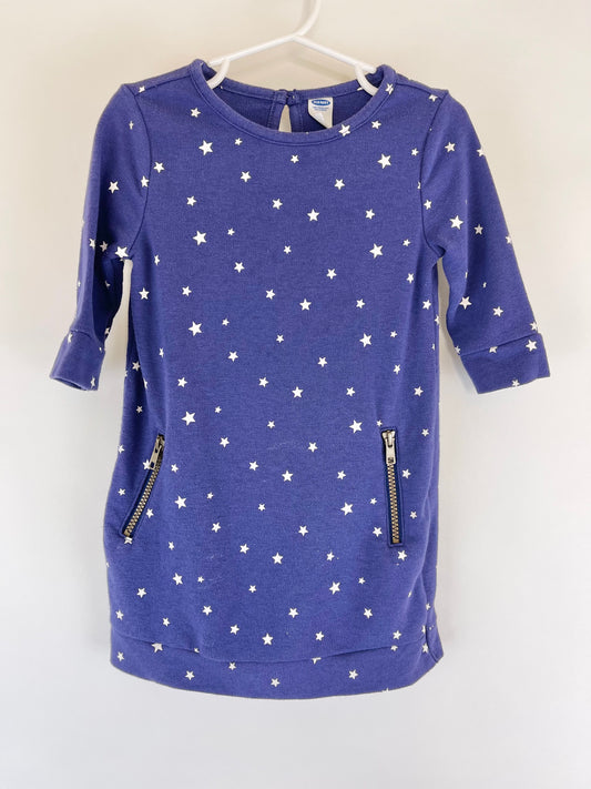 Old Navy Blue & White Stars Zippered Pockets Dress - 3T