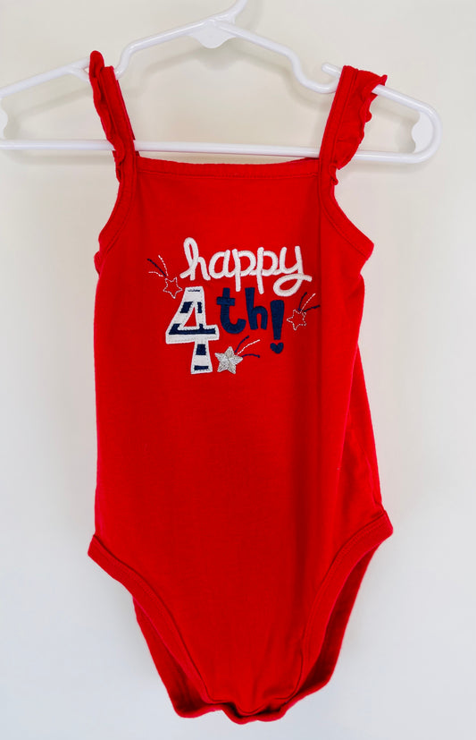 "Happy 4th!" Patriotic Ruffle Tank Onesie - 18 Month