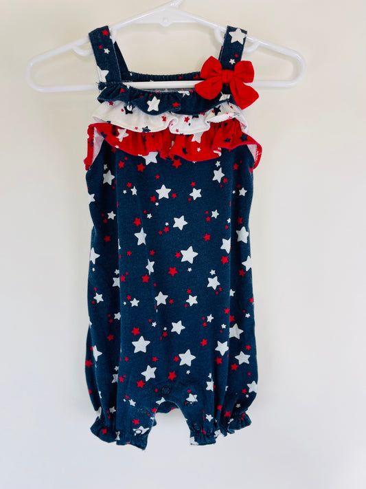 Patriotic Ruffled July 4th Romper - 6/9 Months