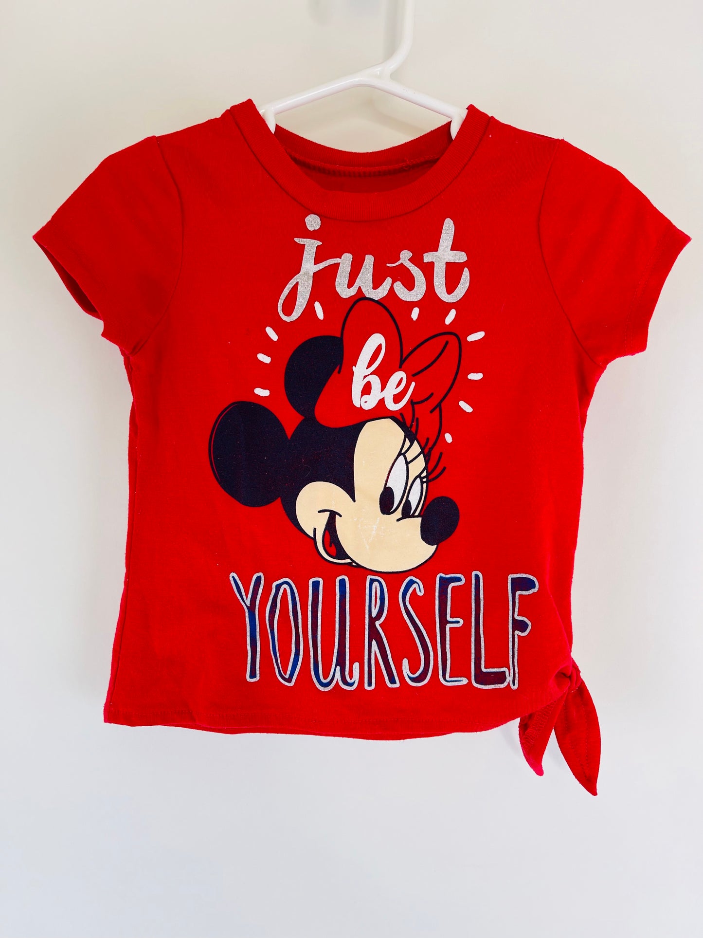 "Just Be Yourself" Minnie Mouse Patriotic Side Knot Tee - 3T