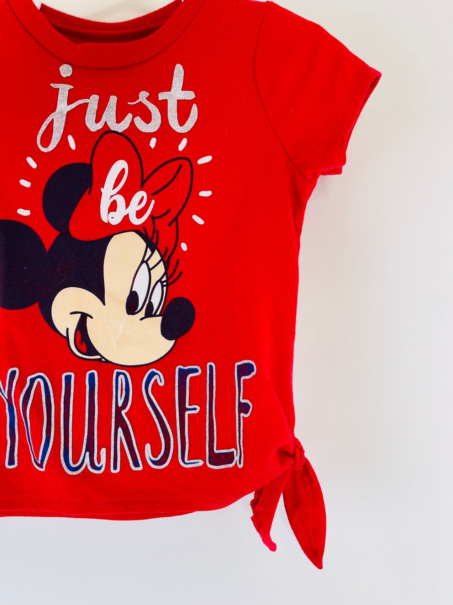 "Just Be Yourself" Minnie Mouse Patriotic Side Knot Tee - 3T
