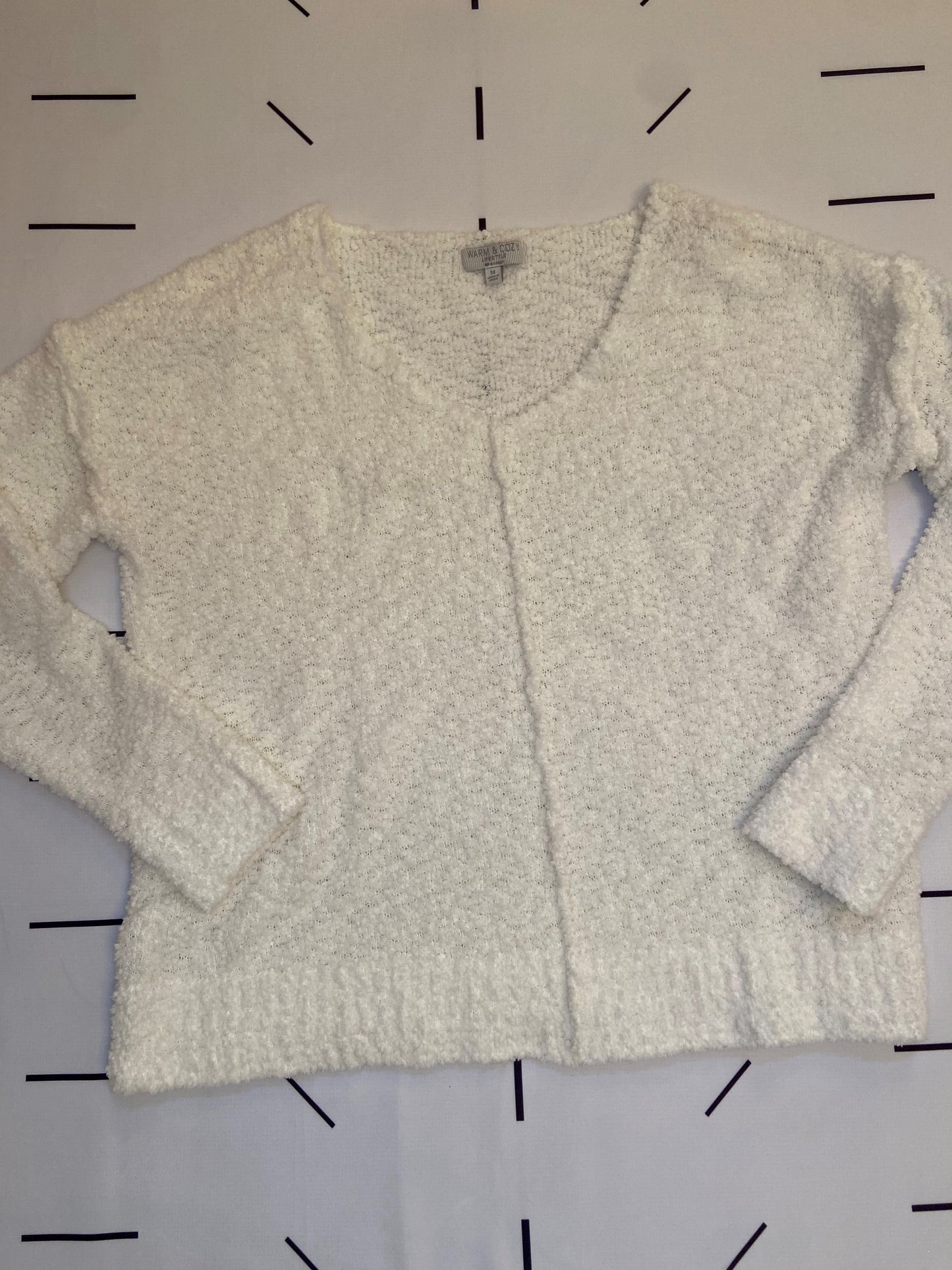White V-neck Sweater - M