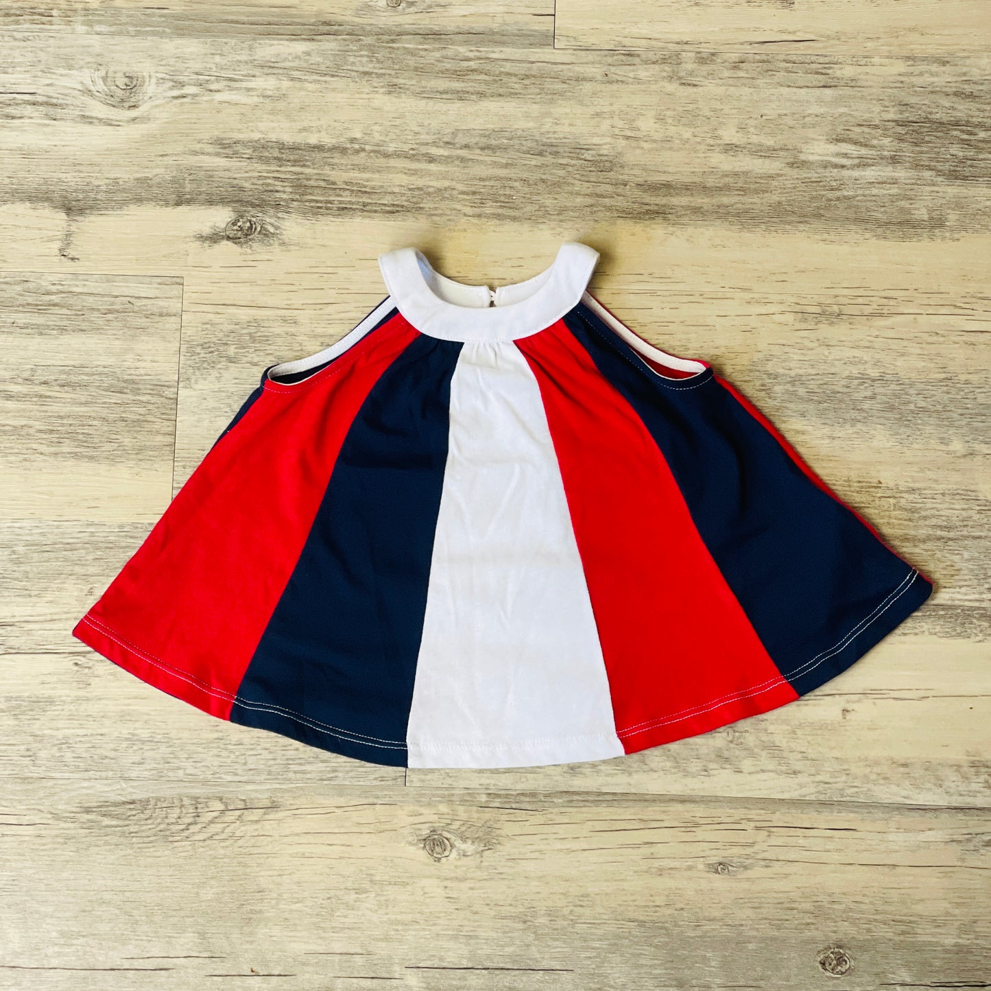 The Children's Place Striped Flared Patriotic Dress - 0/3 Months