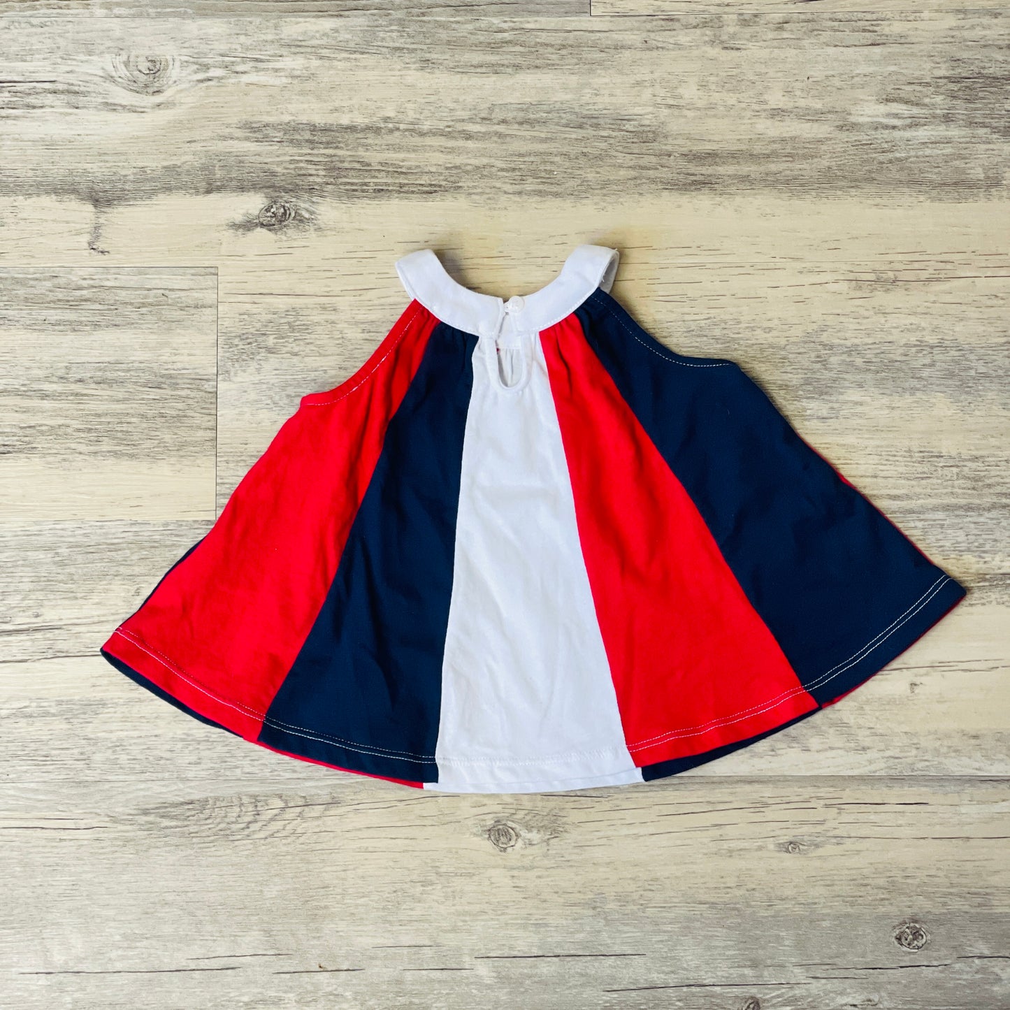 The Children's Place Striped Flared Patriotic Dress - 0/3 Months