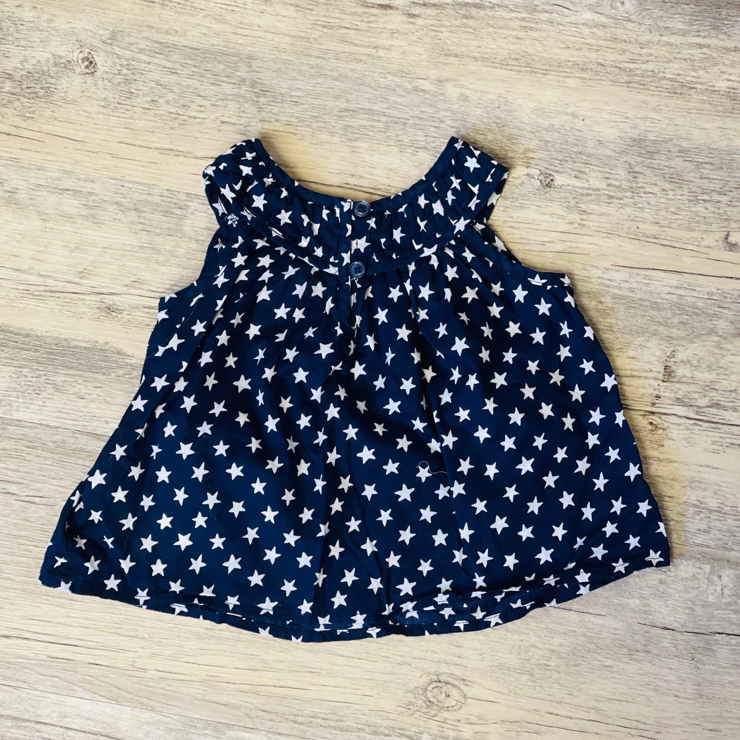 Old Navy Blue and White Stars High Neck Top - 6/12 Months