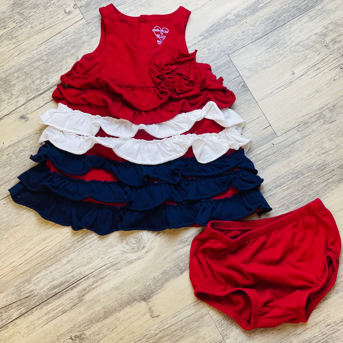 Ruffle Tiered Patriotic Dress and Bloomers - 9/12 Months