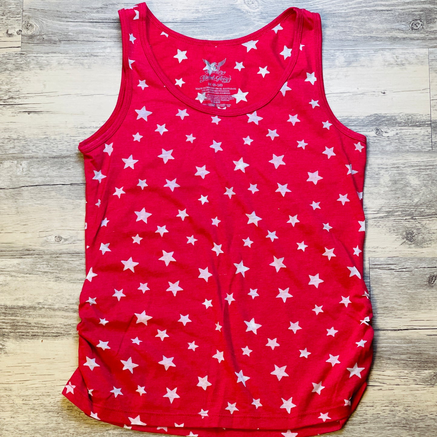 Red and White Stars Ruched Side Tank - M
