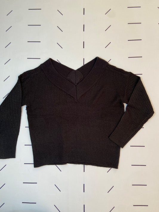 Black Wide Neck Knit Sweater - L