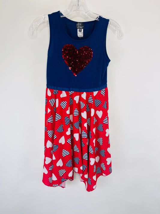 Color Changing Sequin Heart Patriotic Dress - Youth L (10/12)