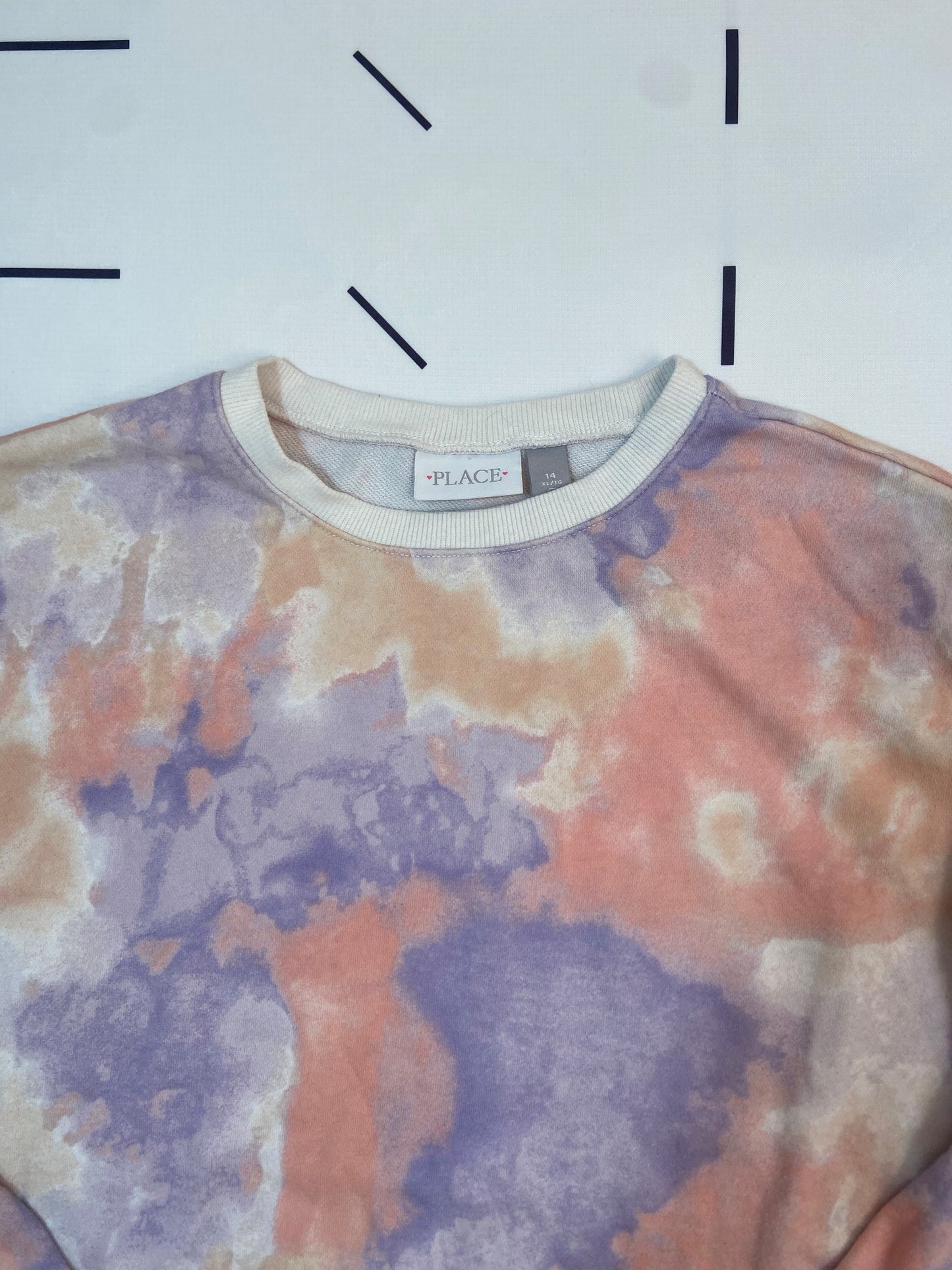 Multicolor Tie Dye Print Fleece Tie Front Sweatshirt - Youth XL (14)