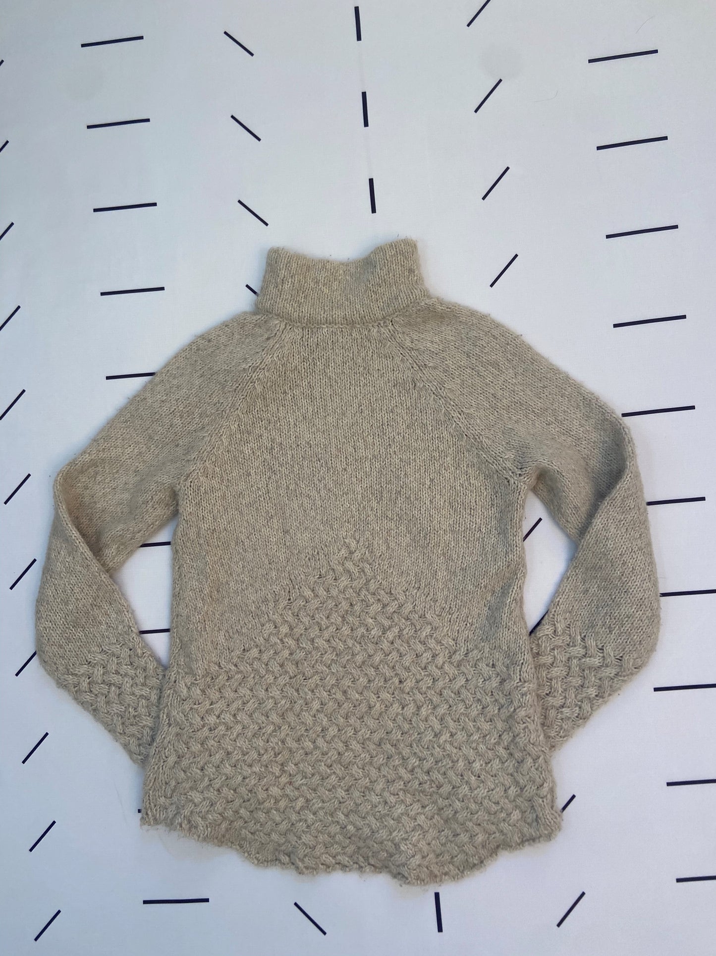 Cream Knit Neck Zipper Sweater - S