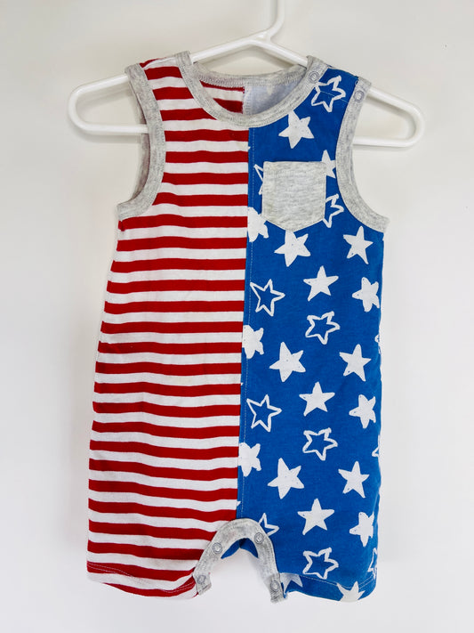 Half and Half Stars and Stripes Romper - 12 Month