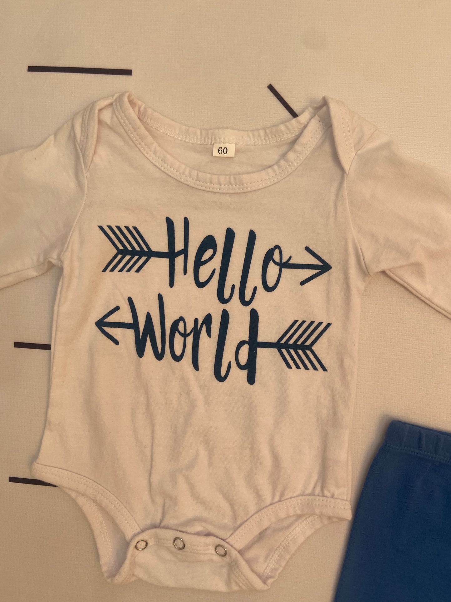 Hello World Baby Outfit - 3/6 Months