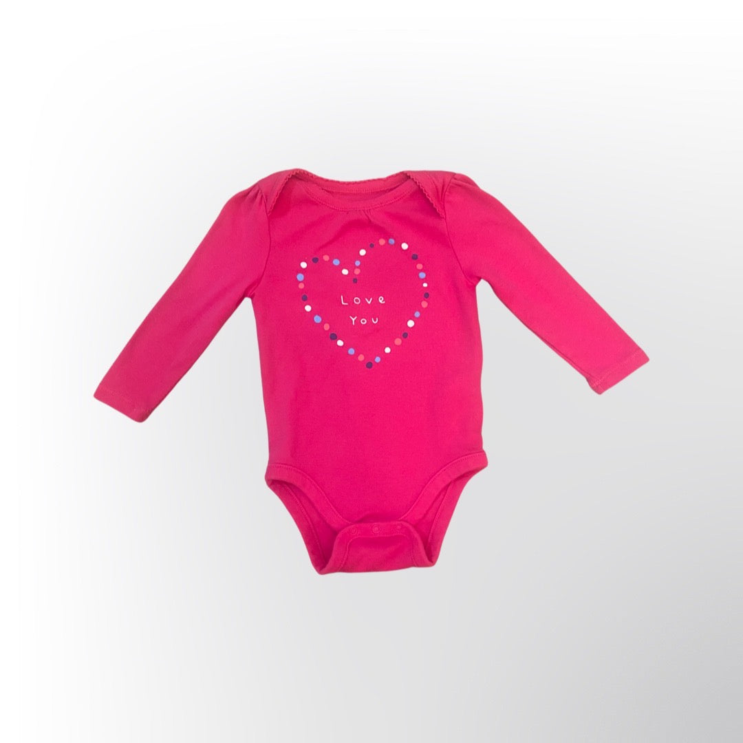 Love you Dotted Heart Long Sleeve Onesie