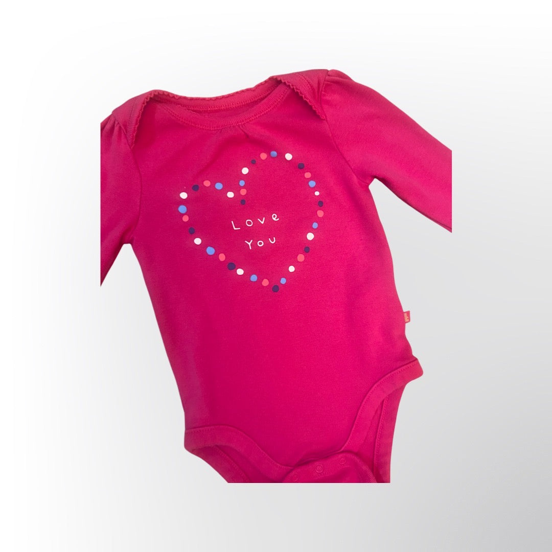 Love you Dotted Heart Long Sleeve Onesie