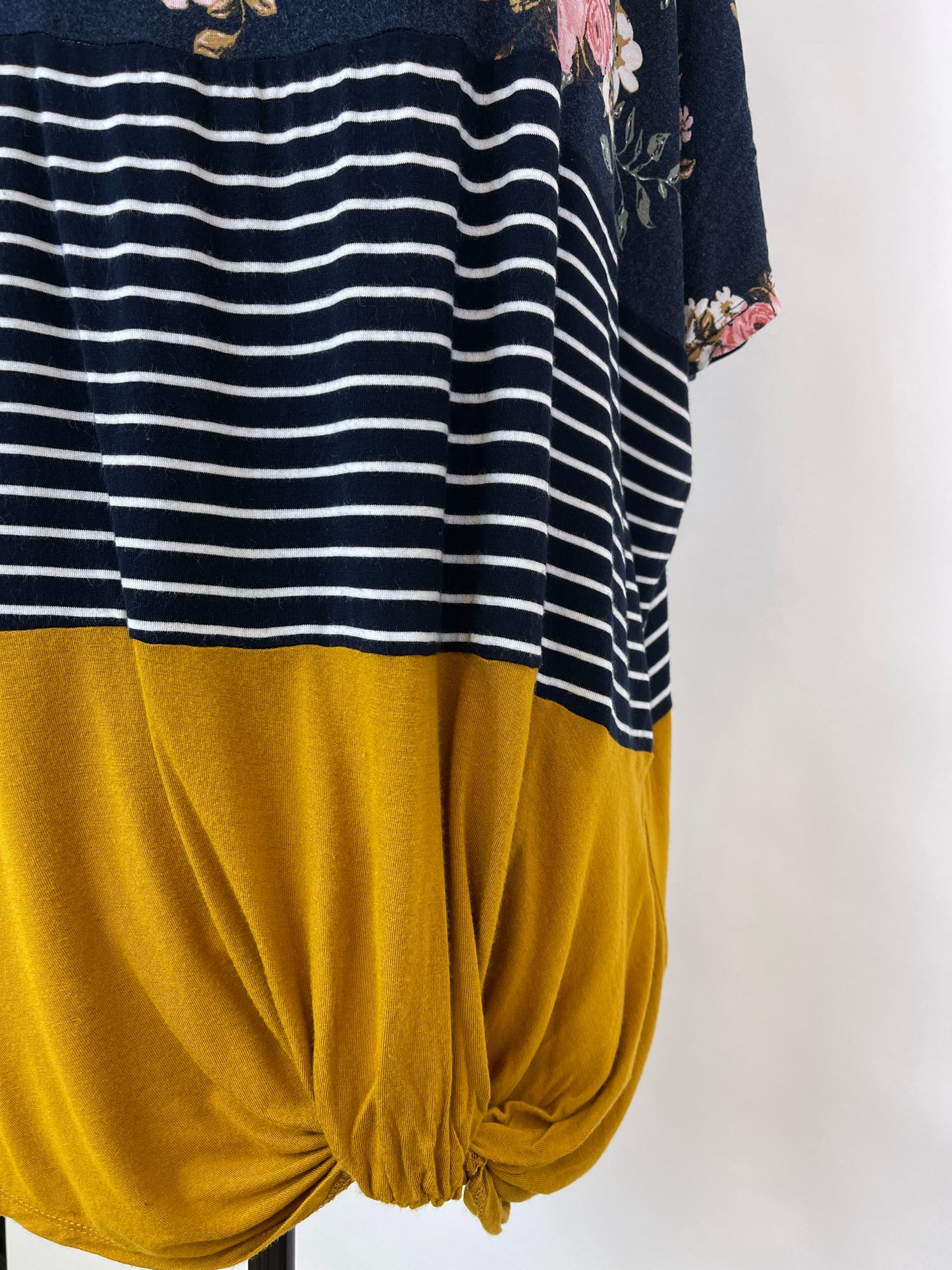 Color Blocked Dolman Sleeve Knot Front Top