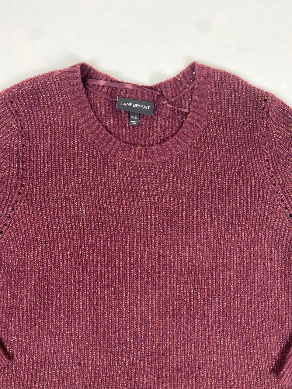 Maroon Tinsel Thread Scalloped Hem Sweater - 18/20