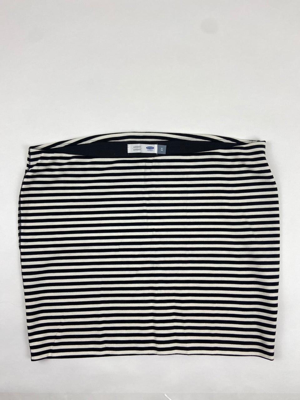 Black and White Striped Maternity Mini Skirt - XL