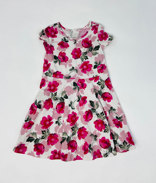 Floral Short Sleeve Dress- 4T