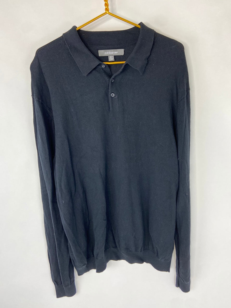 Black Half Button up Sweater- XL