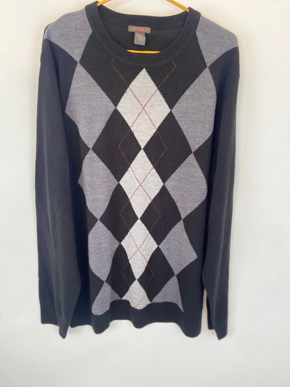 Black and Gray Argyle Sweater- XXL