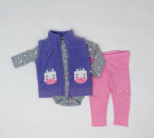 Three Piece Unicorn Outfit- 9 Months