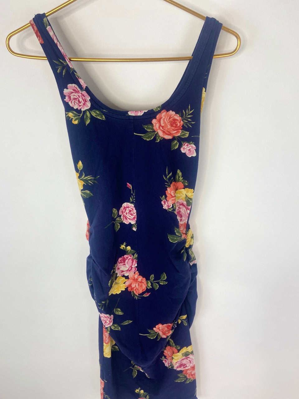 Navy Blue and Floral Rose maternity Dress- XS